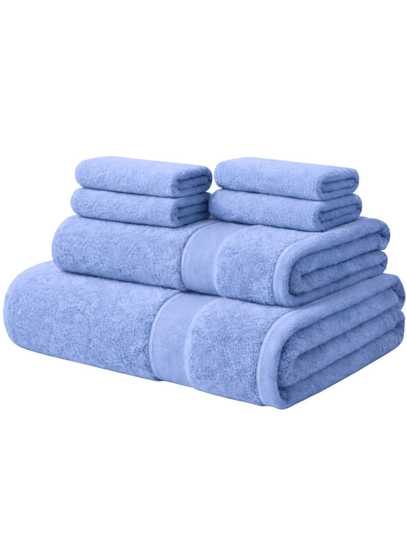 ATEN Homeware Egyptian Cotton 6 Piece Bath Towel Set - 1 Large Bath Towel (70 x 140 cm), 1 Hand Towel (40 x 70 cm) and 4 Face Towels (30 x 30 cm) - Ultra Soft & Highly Absorbent, OEKO-TEX Certified, Made in Egypt (Wedgewood) - Image 1
